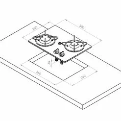 Navy Load Built In Glass Hob Double Burner NL.20001 -Kitchen And Bathroom Equip Shop NL.20001 D 87740.1676216882