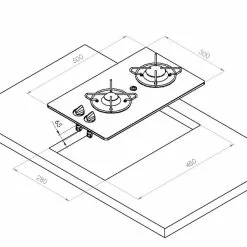 Navy Load Built In Glass Hob Double Burner NL.20003 -Kitchen And Bathroom Equip Shop NL.20003 D 23688.1676233755