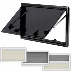Adventurer Campervan Window With Top Hinge, Blinds & Flyscreen - Flush Acrylic Glass And Frame